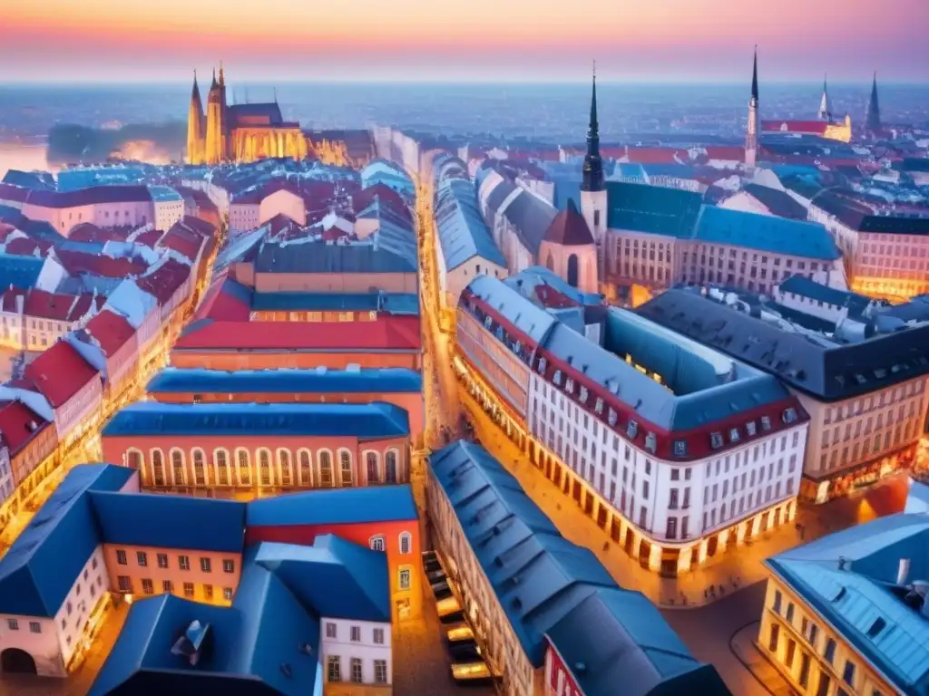 Arquitectura moderna y tradicional en Europa del Este Inversión inmobiliaria en Europa del Este: Fusión dinámica de tradición e innovación en bullicioso centro urbano