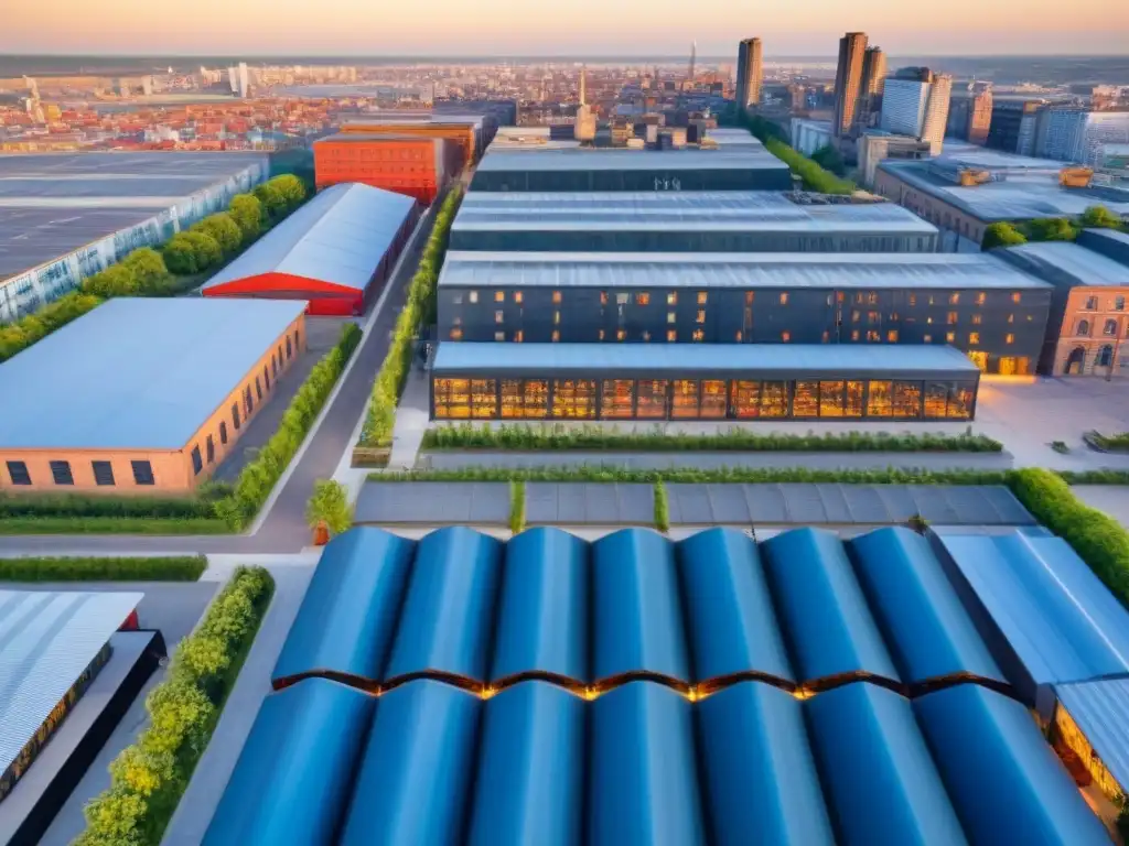 Metrópolis postindustrial transformada: lofts, cafés y arte Inversión inmobiliaria en ciudades en reconversión: Transformación urbana con antiguas fábricas renovadas y modernos edificios