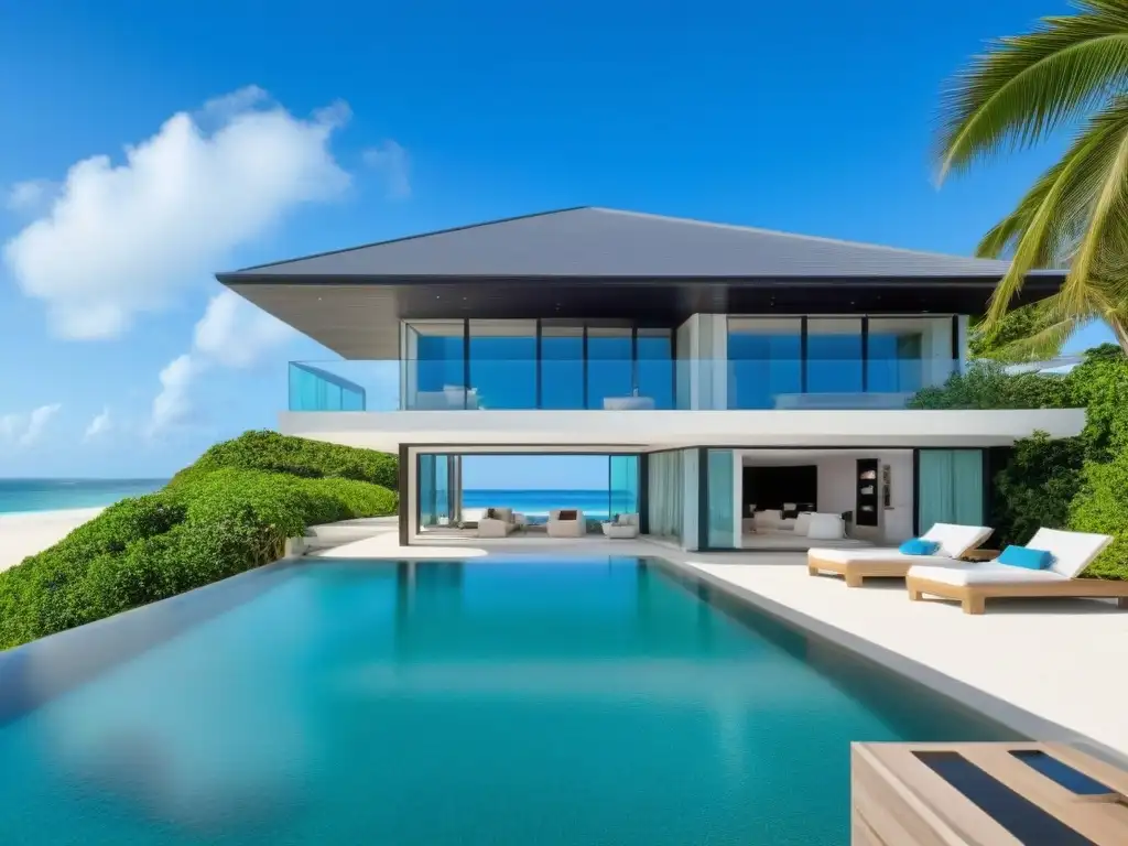 Inversión costera: propiedad de lujo con vistas al mar Inversión inmobiliaria en costas internacionales: Propiedad de playa de lujo con vista al mar y piscina infinity privada