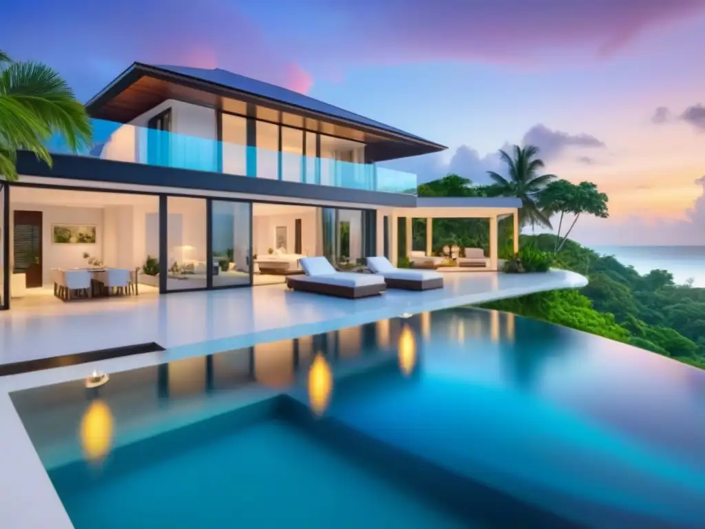 Villa de lujo frente al mar: infinita elegancia tropical Inversión inmobiliaria en destinos exóticos: Villa de lujo frente al mar con piscina infinita y diseño moderno