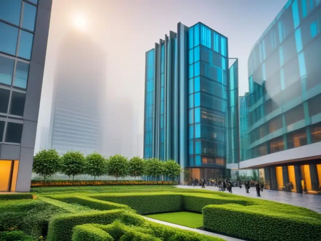 Edificio de lujo en paisaje urbano: inversión inmobiliaria sofisticada Inversión inmobiliaria global fraccionada: Edificio moderno de lujo en paisaje urbano vibrante con diseño contemporáneo y ventanales de piso a techo