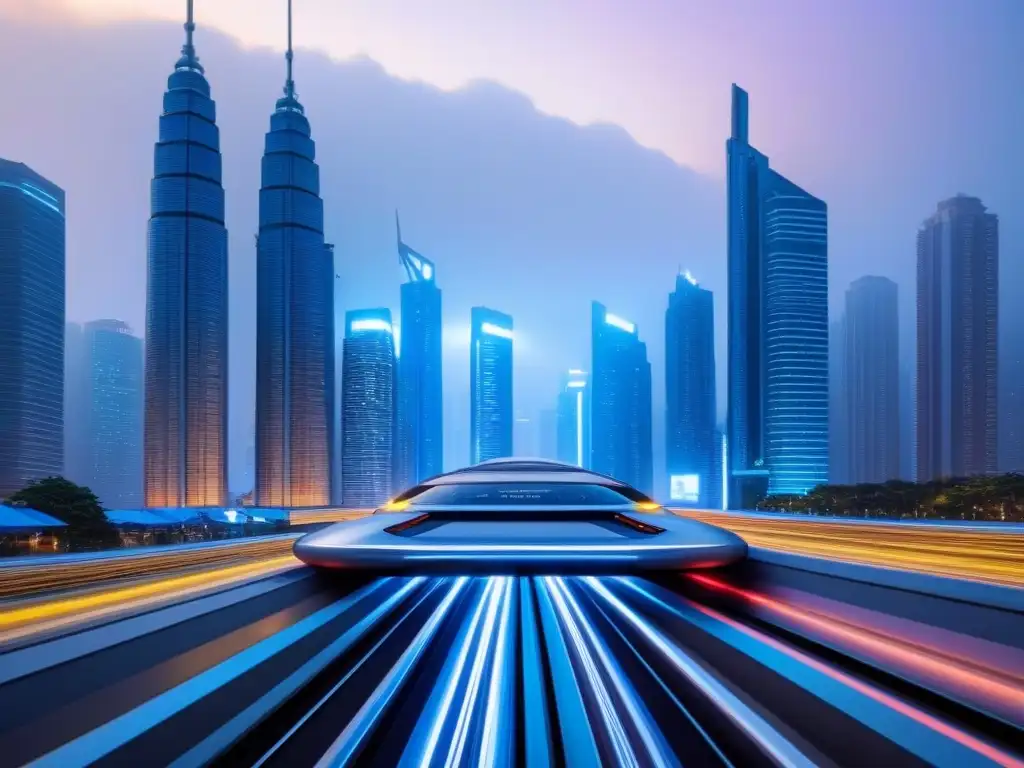 Innovación urbana en un mundo postpandemia Inversión inmobiliaria internacional postpandemia: Una ciudad futurista con rascacielos y transporte avanzado