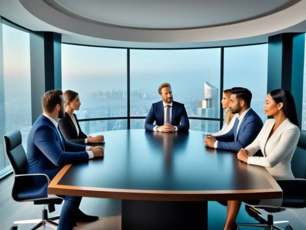 Inversionistas internacionales en lujosa reunión de negocios Inversión inmobiliaria internacional: derechos propiedad