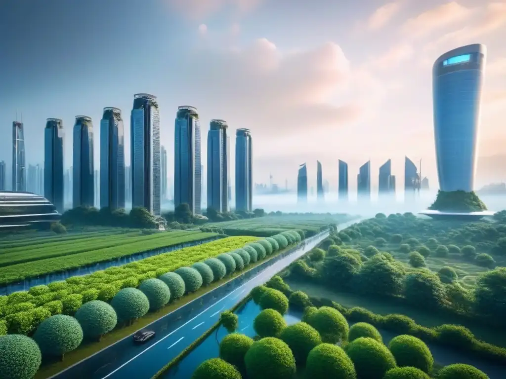 Metrópolis futurista eco-friendly en 8k Inversión inmobiliaria internacional normativas ambientales: Ciudad futur