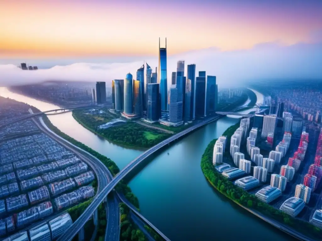 Horizonte urbano: inversión inmobiliaria internacional para principiantes Inversión inmobiliaria internacional para principiantes: Vista aérea impresionante de una ciudad llena de rascacielos y diseño moderno