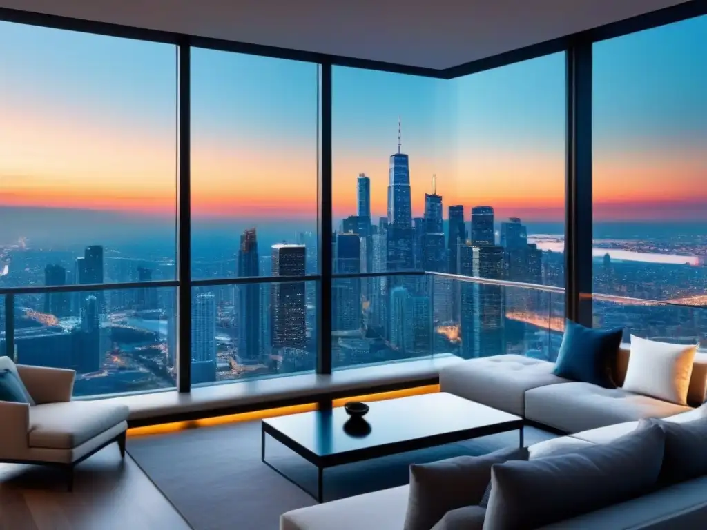 Penthouse moderno de lujo con vista panorámica y diseño contemporáneo Inversión inmobiliaria internacional con realidad virtual: Lujoso penthouse moderno con vista panorámica a la ciudad