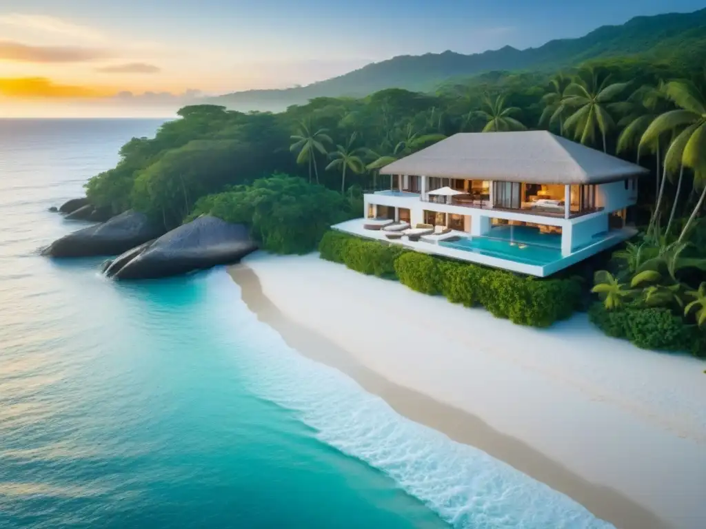 Paraíso tropical: propiedad de lujo frente al mar en América Latina Inversión inmobiliaria en América Latina: retiro de lujo en paraíso tropical con playa privada