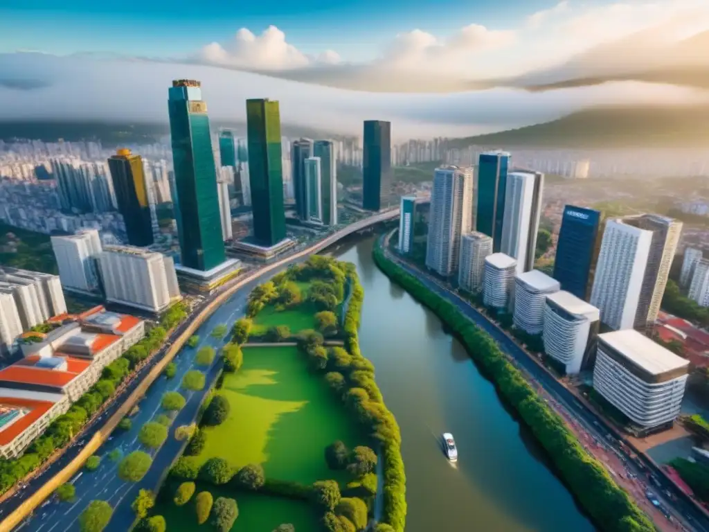 Vibrante ciudad latinoamericana: mezcla de tradición y modernidad Inversión inmobiliaria en América Latina: Ciudad vibrante con mezcla de arquitectura tradicional y rascacielos modernos