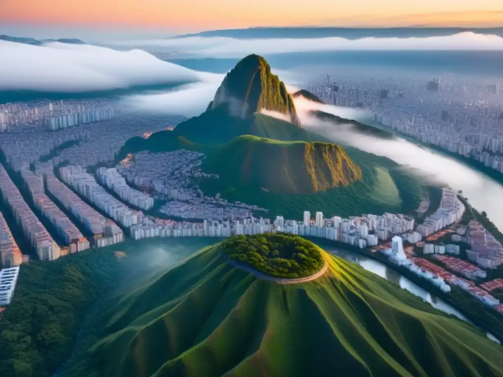 Inversión inmobiliaria en Latinoamérica: ciudad vibrante al atardecer Inversión inmobiliaria en América Latina: Ciudad vibrante con rascacielos, edificios históricos y vegetación exuberante al atardecer