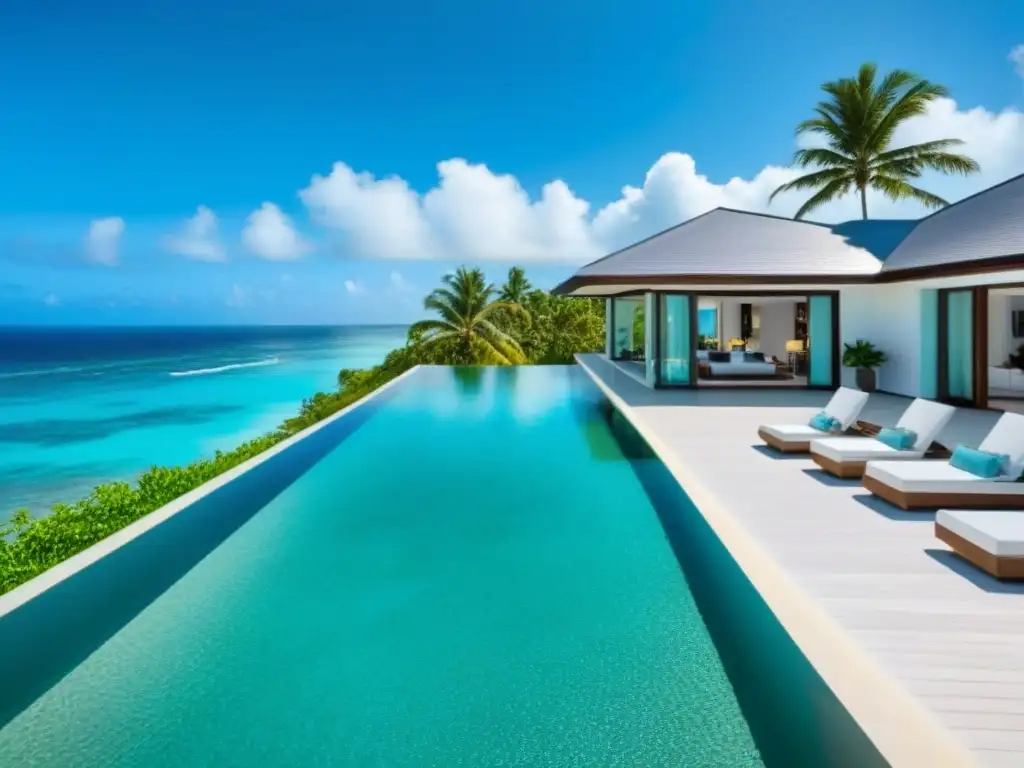 Villa de lujo en el Caribe: arquitectura moderna con vistas al mar Inversión inmobiliaria en el Caribe: Villa de lujo frente al mar, con arquitectura moderna y vistas panorámicas al océano