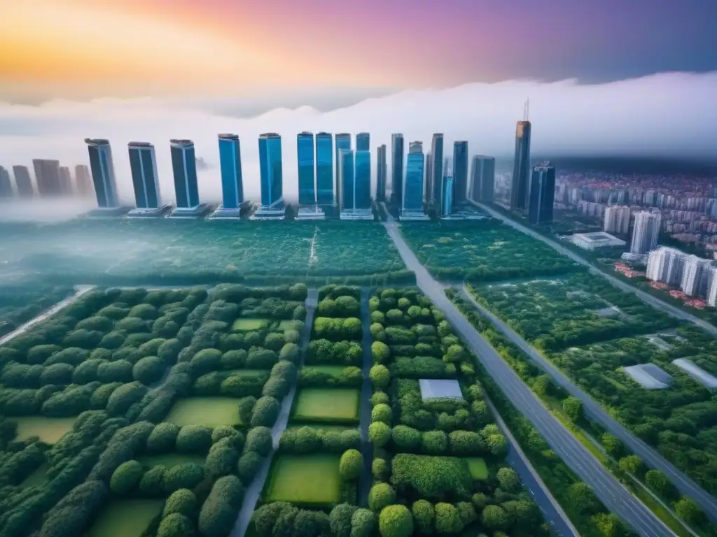Vibrante ciudad moderna: futuro inmobiliario para Millennials Inversión inmobiliaria para Millennials en mercados emergentes: vibrante ciudad con rascacielos modernos y bulliciosa vida urbana