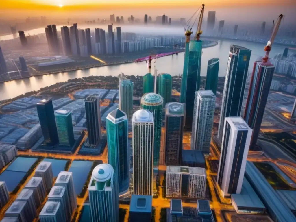 Panorámica urbana: modernidad y tradición en auge Inversión inmobiliaria en mercados emergentes: La energía vibrante de una ciudad en desarrollo, con rascacielos modernos y arquitectura tradicional