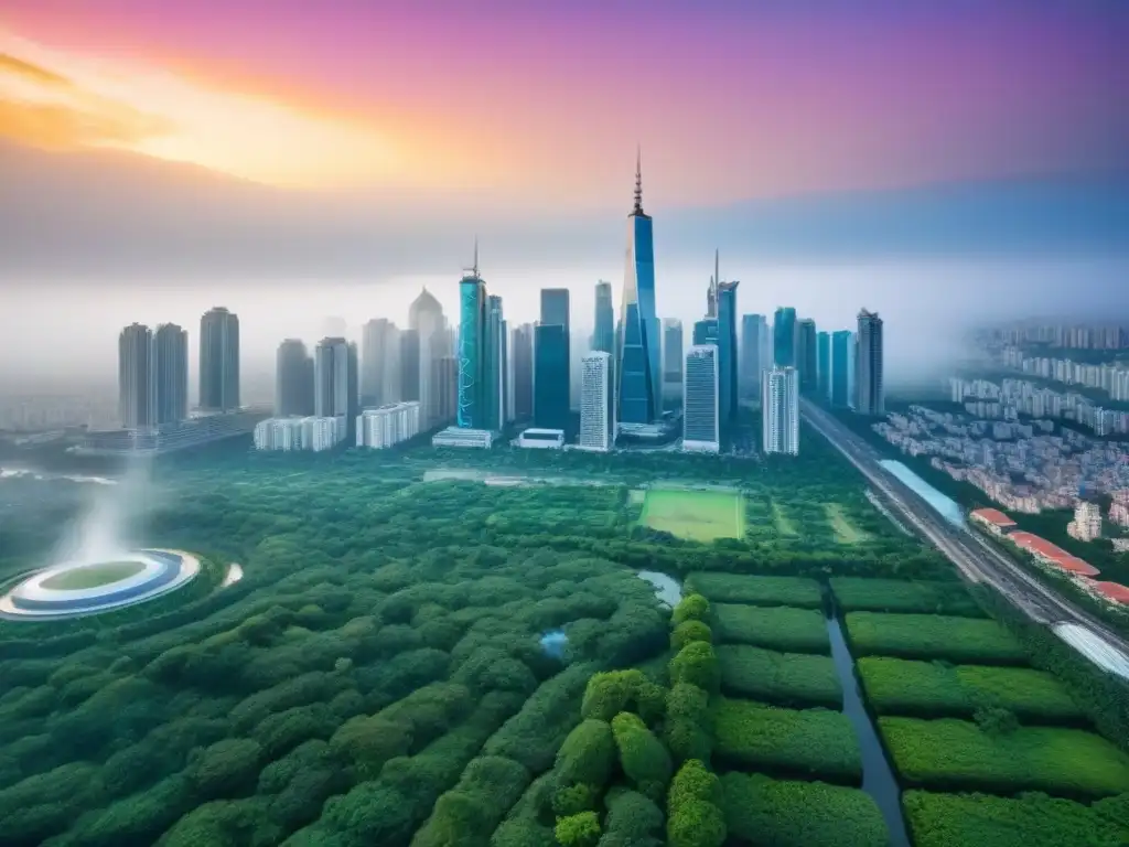 Vista aérea impresionante de ciudad emergente en mercados en crecimiento Inversión inmobiliaria en mercados emergentes futuros: Una vista aérea impresionante de una ciudad bulliciosa en crecimiento