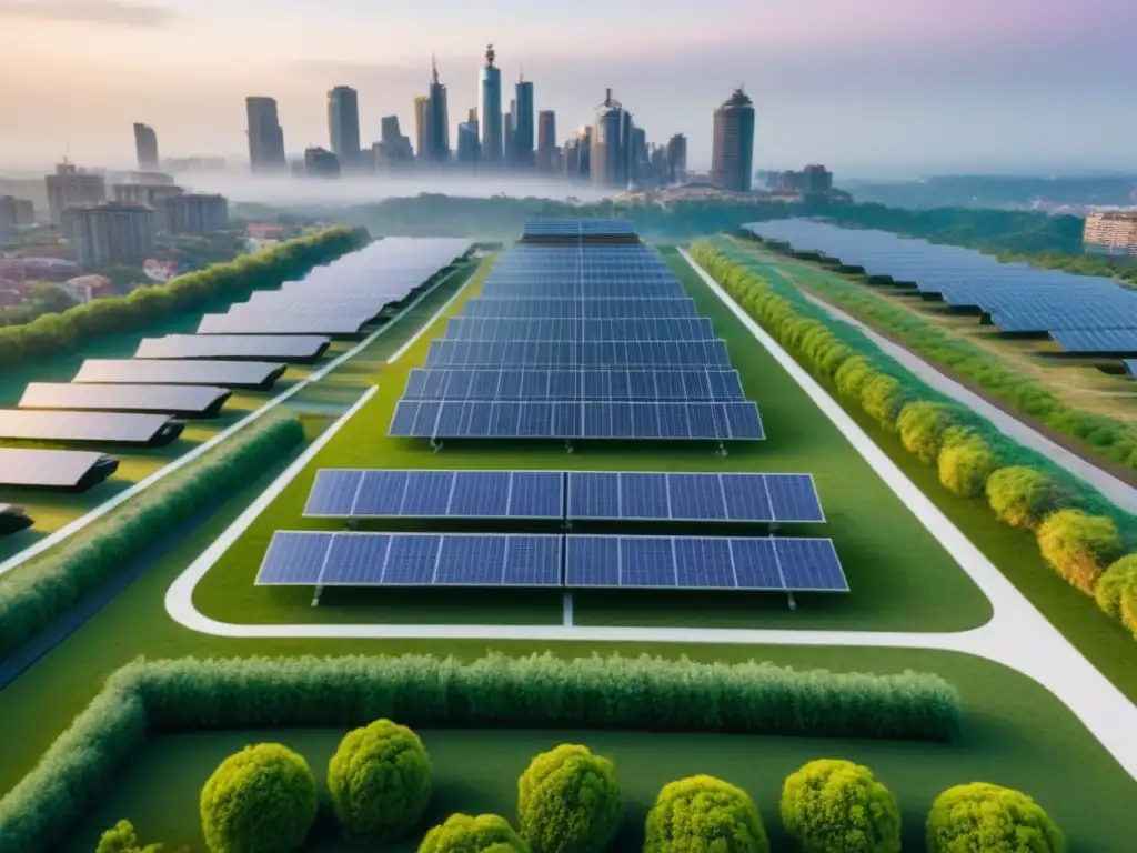 Desarrollo inmobiliario sostenible: arquitectura ecoamigable Inversión inmobiliaria sostenible internacional con techos verdes y paneles solares, combinando modernidad y naturaleza en armonía