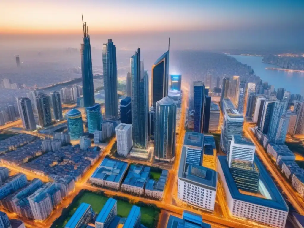 Metrópolis africana: real estate en crecimiento Inversión inmobiliaria en África Subsahariana: Metrópolis vibrante con rascacielos modernos y arquitectura tradicional bajo cielo azul