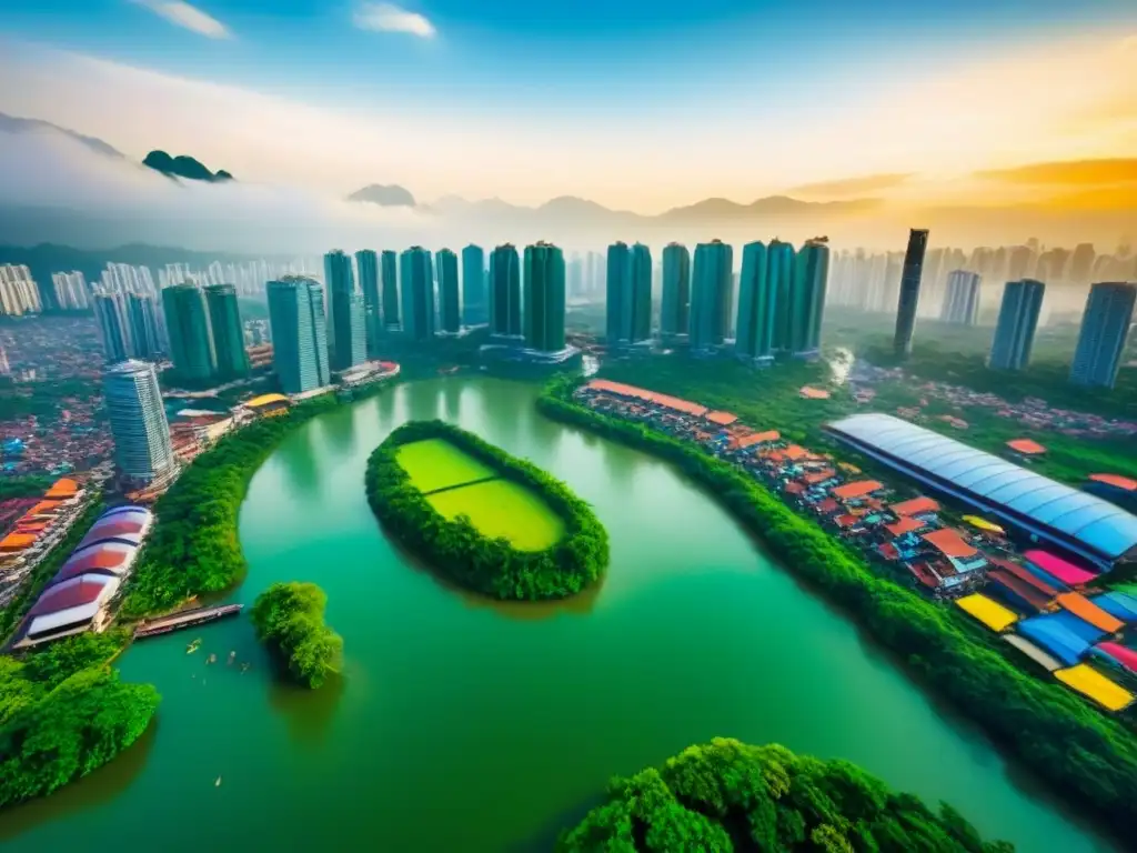Metrópolis vibrante: arquitectura tradicional y moderna en Asia Inversión inmobiliaria en el Sudeste Asiático para principiantes: vibrante ciudad con arquitectura tradicional y moderna, ríos y vegetación exuberante