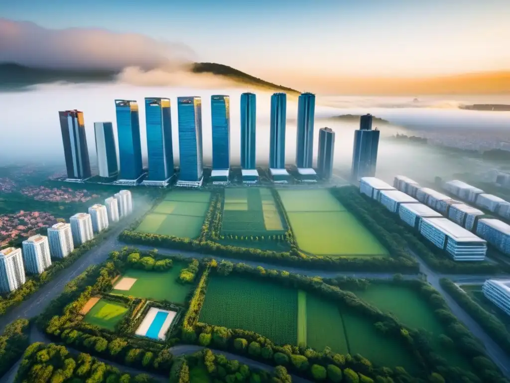 Esencia urbana del Sudeste Asiático: rascacielos, mercados y parques Inversión inmobiliaria en Sudeste Asiático: ciudad dinámica con rascacielos modernos, mercados vibrantes y parques verdes