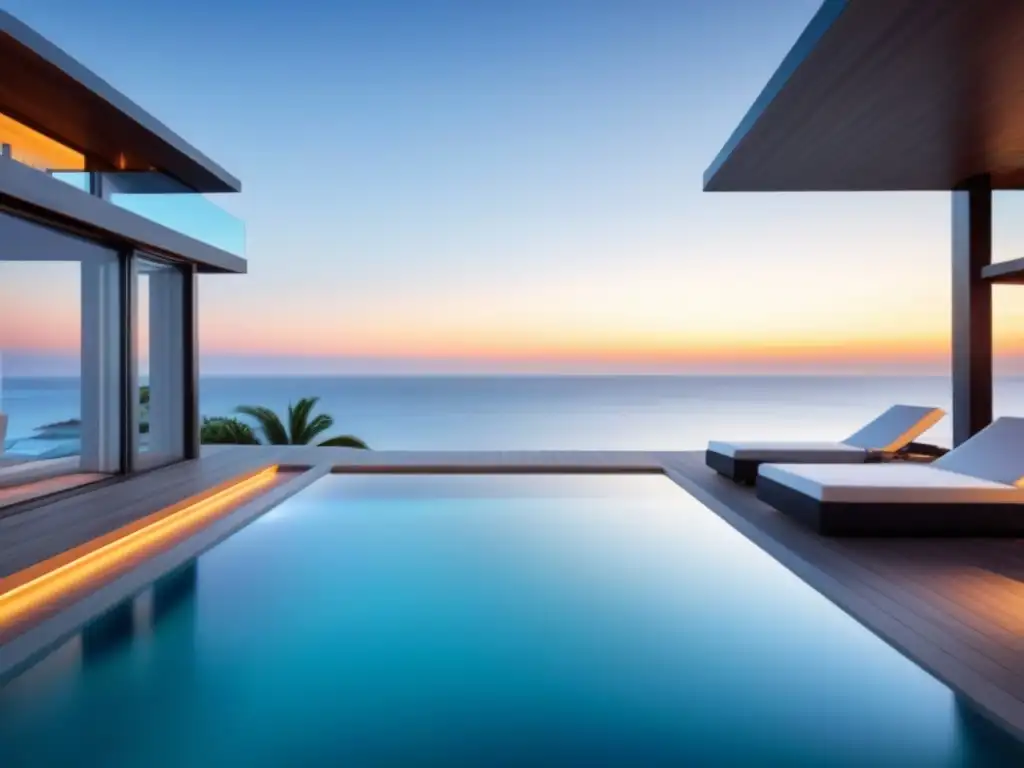 Villa de lujo frente al mar: atardecer romántico en paraíso tropical Inversión inmobiliaria vacacional costera: Exclusiva villa frente al mar con piscina infinita privada, atardecer romántico en playa paradisíaca