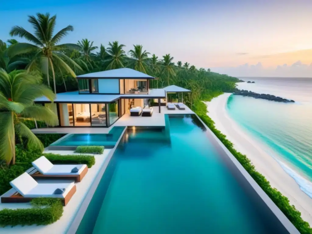Villa de lujo con piscina infinita privada frente al mar Inversión inmobiliaria vacacional post-pandemia: lujosa propiedad con piscina infinita privada, vista al mar y diseño moderno