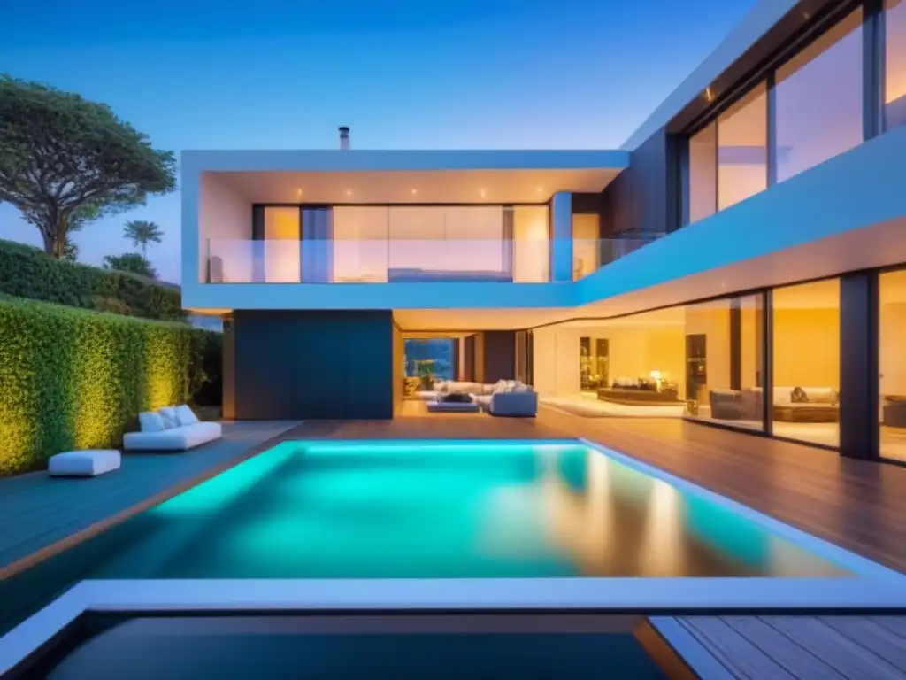 Casa inteligente ultramoderna: diseño futurista y tecnología de vanguardia Inversión en mercado inmobiliario internacional: Casa inteligente ultramoderna con tecnología de vanguardia y jardín futurista