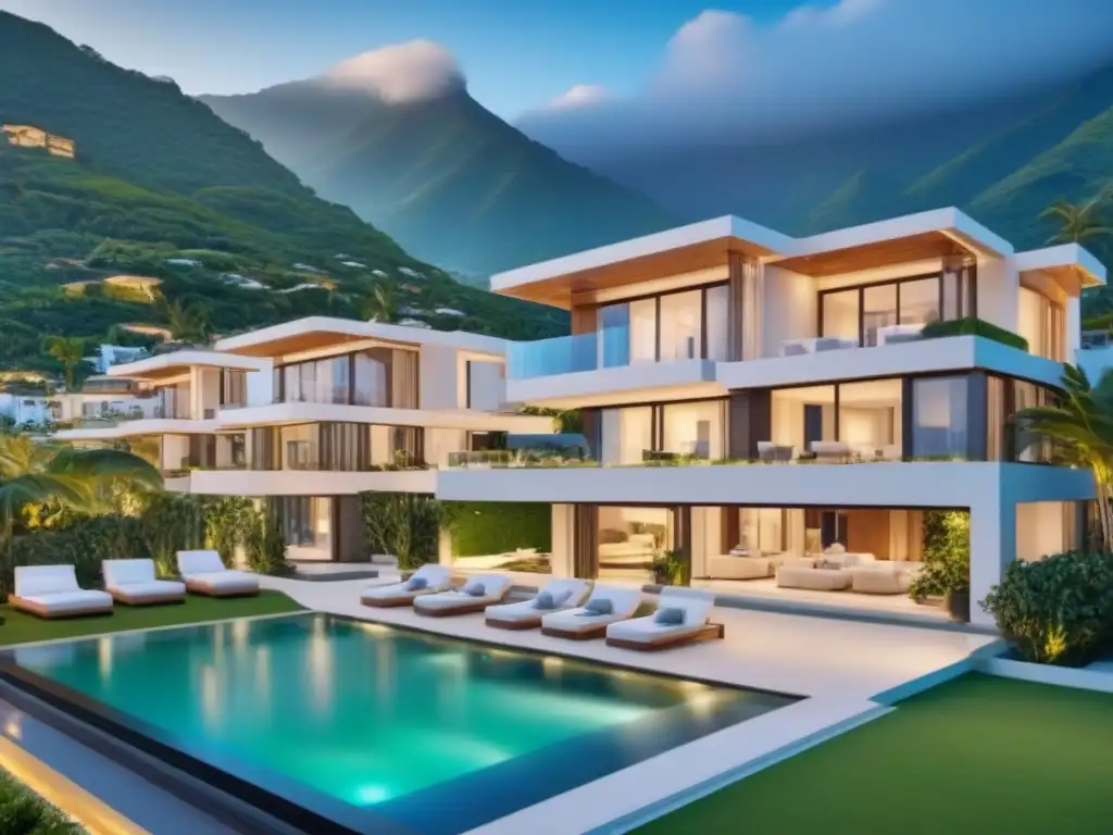 Inversiones inmobiliarias globales: propiedades exclusivas en playa, ciudad y montaña Inversión en mercado inmobiliario internacional: Imágenes detalladas de propiedades de lujo en diferentes ubicaciones