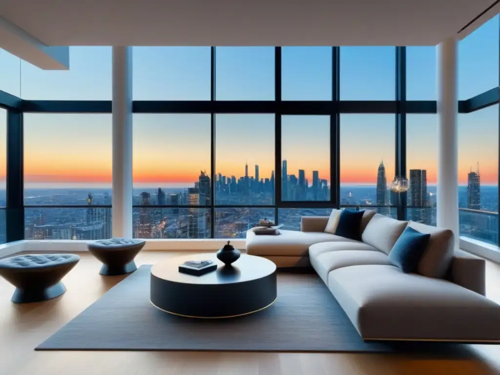 Penthouse moderno con vista a la ciudad: lujo y sofisticación Inversión en renovaciones de lujo con rentabilidad: Un lujoso ático moderno con ventanales de piso a techo y vistas a la ciudad