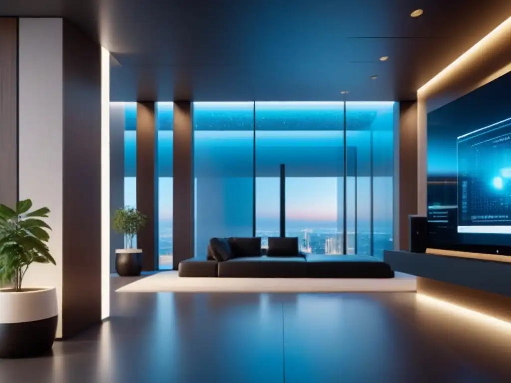 Seguridad digital de lujo: 8k en edificio futurista Inversión segura en mercado inmobiliario internacional: Lobby futurista con sistemas de seguridad avanzados y profesionales entrando con confianza