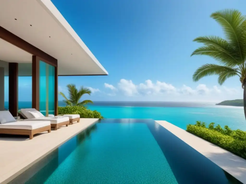 Villa de lujo frente al mar con piscina infinita privada Inversión segura en propiedades vacacionales: lujosa villa frente al mar con ventanales y piscina infinita privada