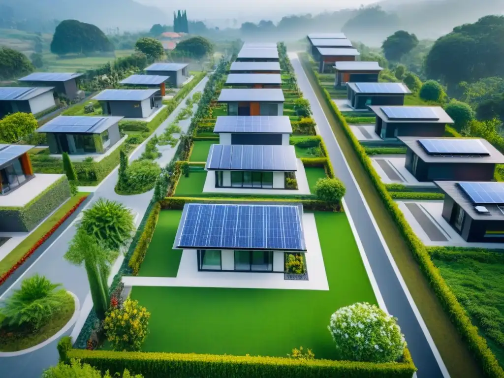 Vecindario inteligente: casas futuristas con tecnología eco Inversiones en casas inteligentes internacionales: Vecindario futurista con tecnología y sostenibilidad