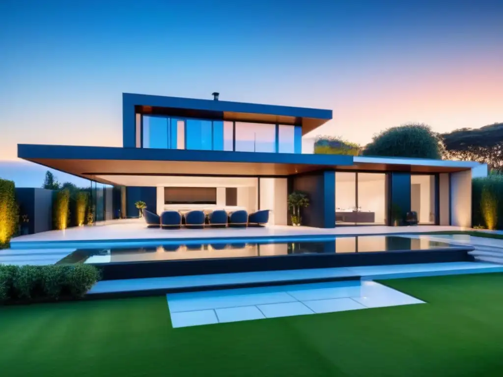 Casa inteligente de lujo: diseño futurista y tecnología avanzada Inversiones en casas inteligentes internacionales: Futurista hogar con tecnología avanzada y jardín paisajístico