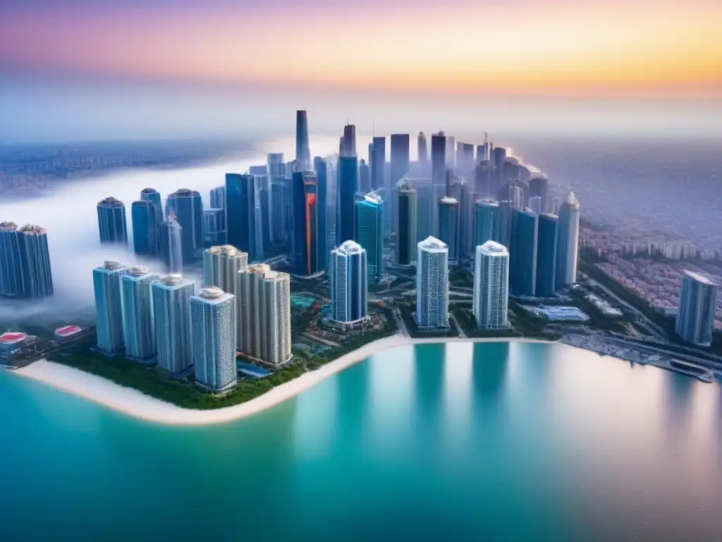 Inversiones inmobiliarias globales: diversidad y oportunidades Inversiones globales en mercados inmobiliarios: Imagen aérea de alto detalle muestra diversidad en propiedades de lujo y diseños innovadores