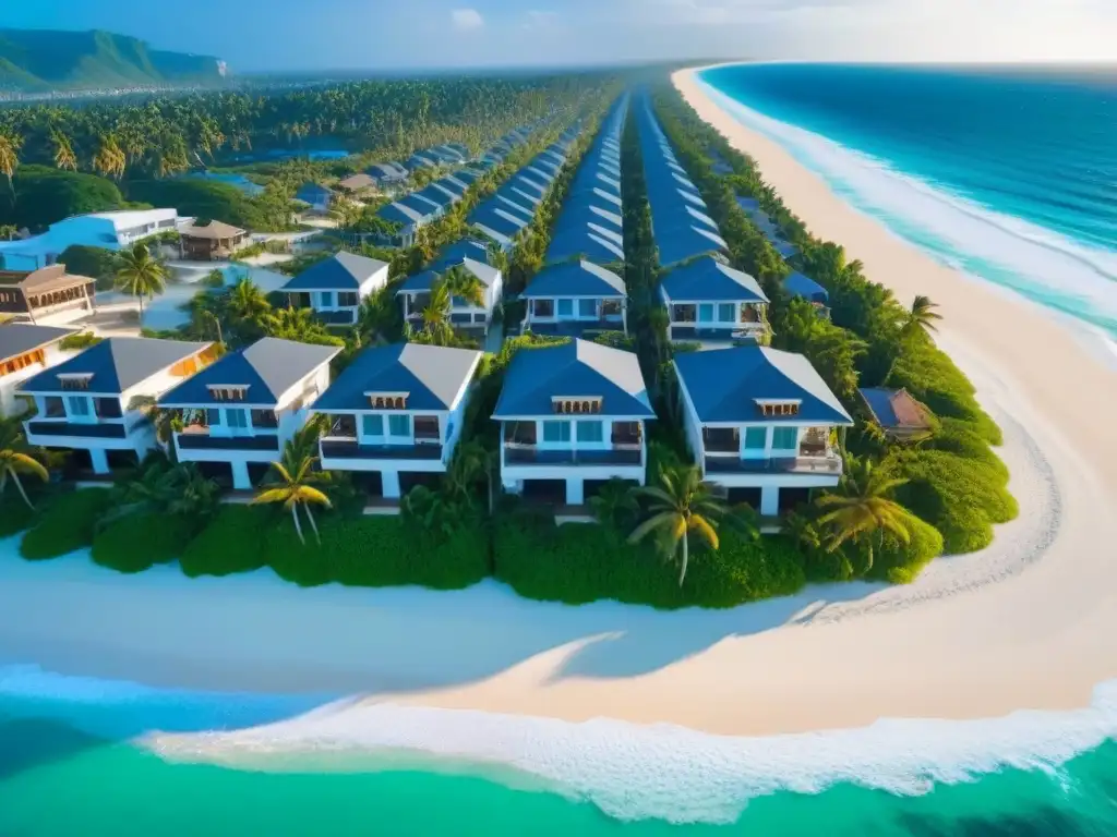 Destino paradisíaco: villas de lujo en playa dorada al atardecer Inversiones inmobiliarias alquiler vacacional: atardecer en un pueblo costero con lujo y belleza natural en cada rincón