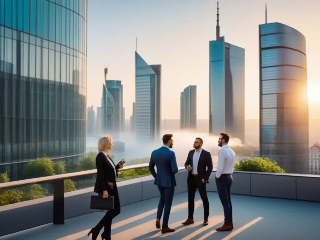 Horizonte urbano vibrante en Europa del Este: inversión en bienes raíces Inversiones inmobiliarias Europa del Este: Ciudad bulliciosa con modernos rascacielos y arquitectura histórica al atardecer