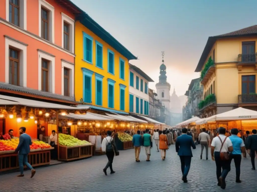 Encanto histórico y moderno: vibrante ciudad en mercados bulliciosos Inversiones inmobiliarias en ciudades históricas: Una ciudad vibrante con edificios coloridos y una mezcla de arquitectura tradicional y contemporánea, donde convergen historia y modernidad