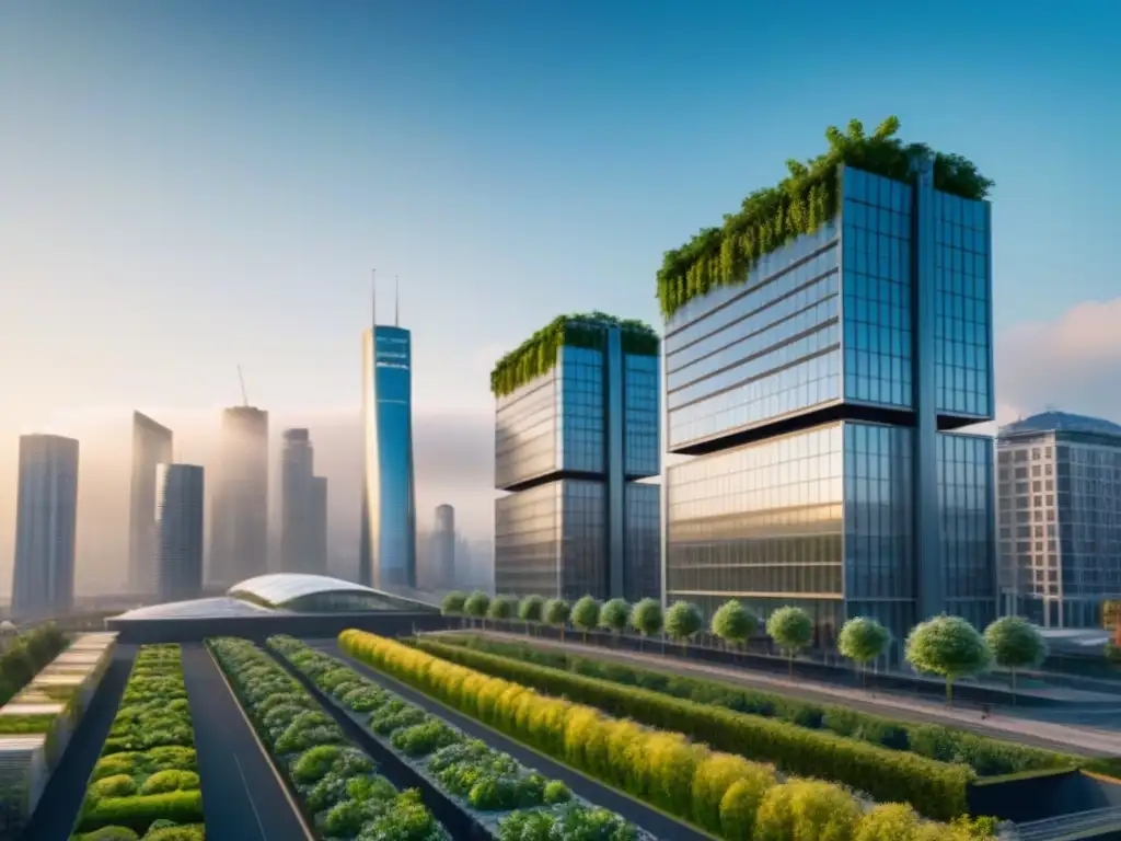 Metrópolis postindustrial: arquitectura sostenible y futuro vibrante Inversiones inmobiliarias en ciudades postindustriales: una metrópolis vibrante y sostenible con rascacielos ecofriendly y arquitectura futurista