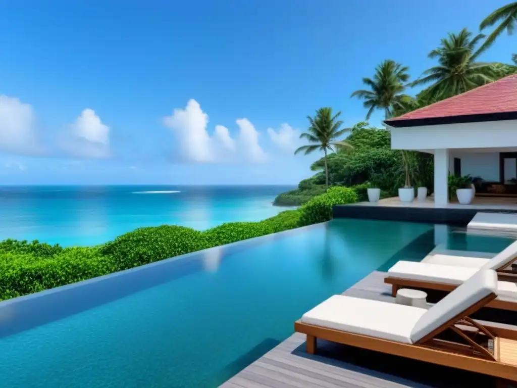 Resort de lujo frente al mar: elegancia contemporánea y serenidad tropical Inversiones inmobiliarias en destinos emergentes: resort de lujo frente al mar con diseño arquitectónico moderno y elegante