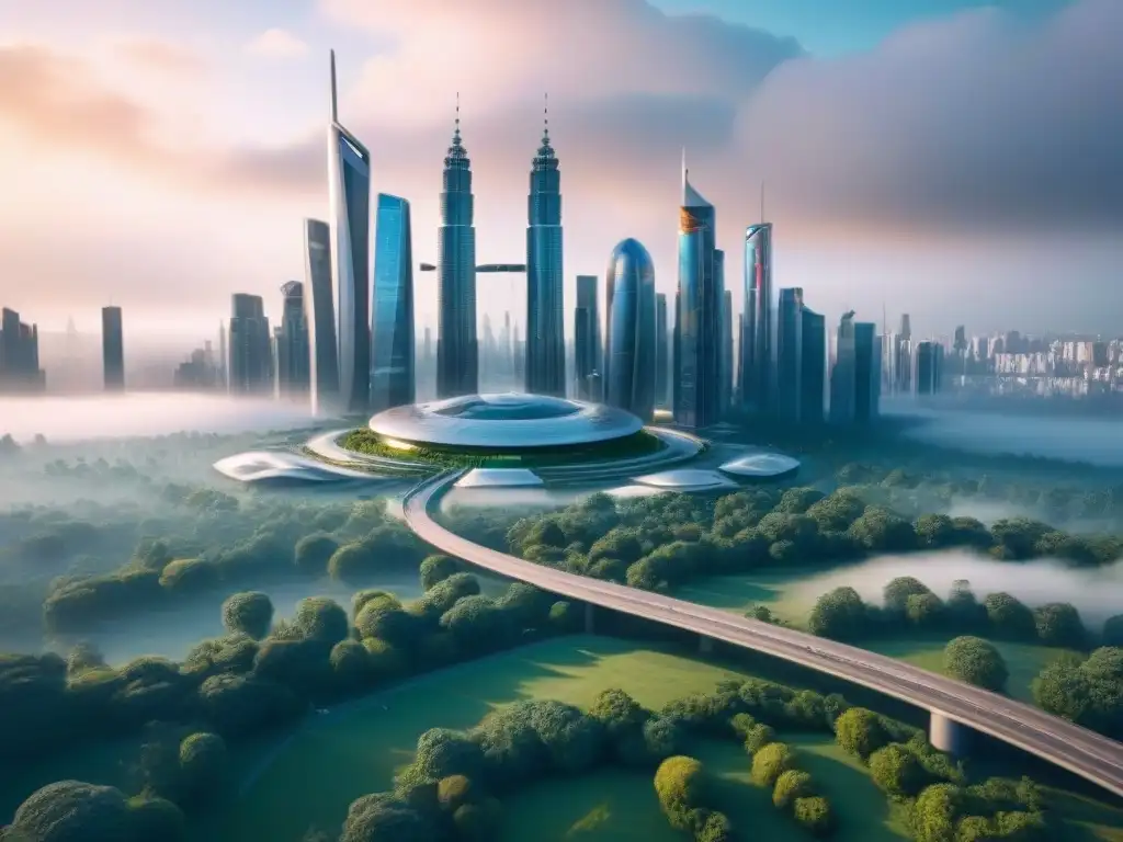 Inversión inmobiliaria sostenible: ciudad futurista para la Generación Z Inversiones inmobiliarias internacionales Generación Z: Ciudad futurista con rascacielos sostenibles y jóvenes profesionales