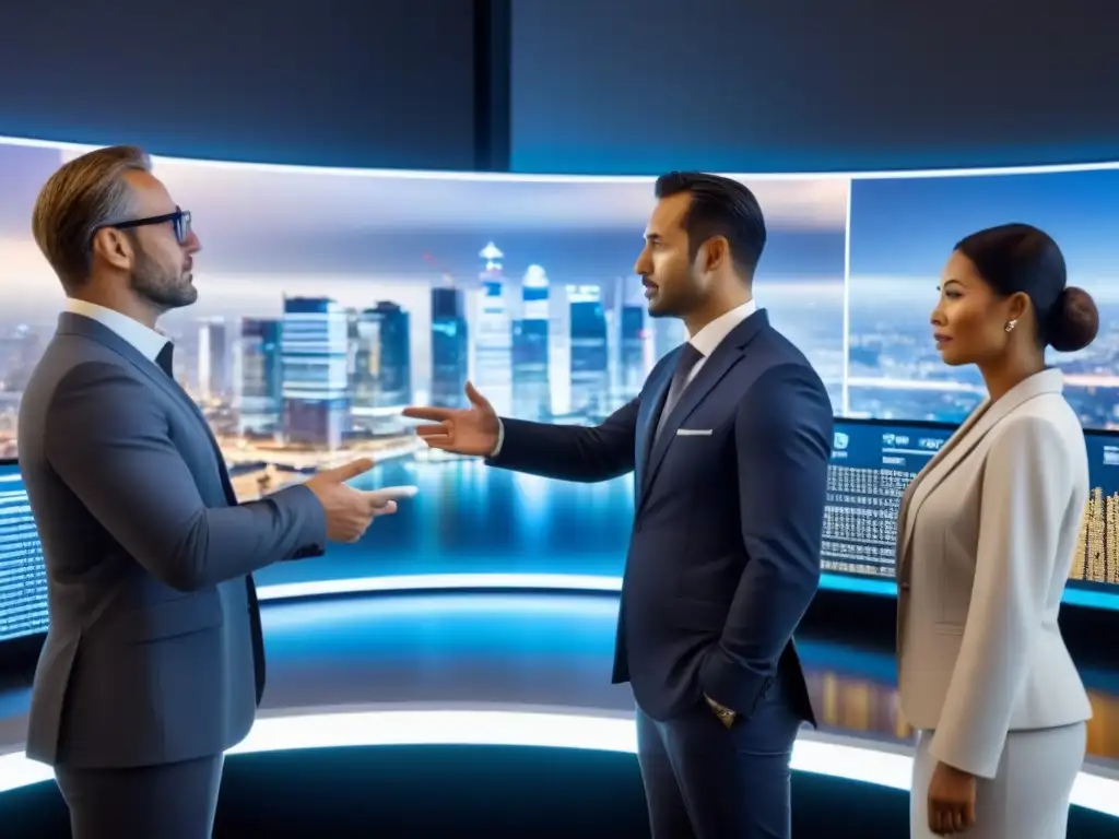 Inversores internacionales analizan tendencias inmobiliarias globales Inversiones inmobiliarias internacionales: grupo diverso de inversores analizando tendencias del mercado inmobiliario global