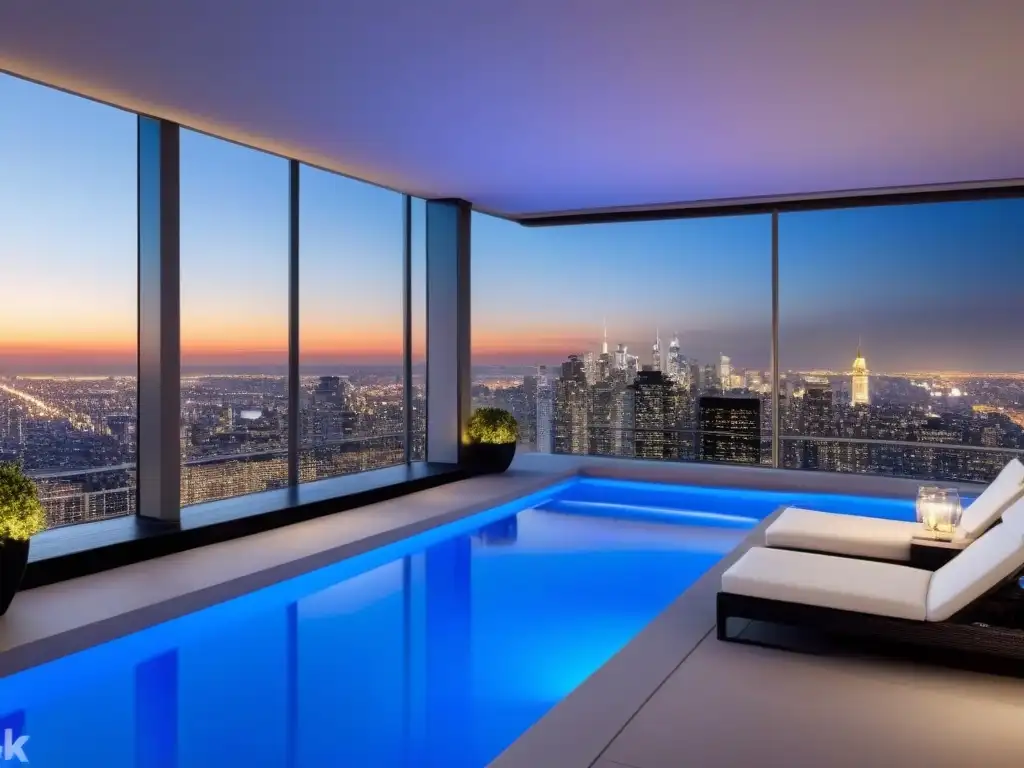 Penthouse de lujo con vistas urbanas y diseño moderno Inversiones inmobiliarias internacionales con realidad virtual: Lujoso ático moderno con vistas urbanas panorámicas y diseño sofisticado