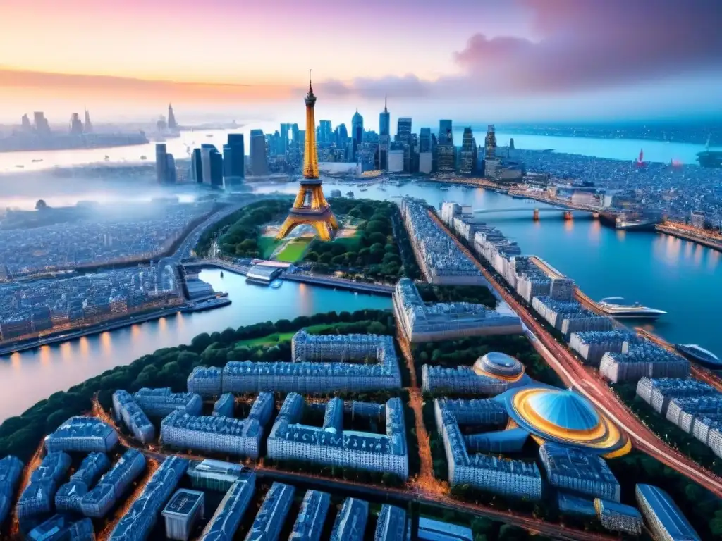 Inversiones inmobiliarias globales: paisaje urbano icónico en 8k Inversiones inmobiliarias internacionales rentables: Una ciudad global con emblemáticos monumentos y un ambiente urbano vibrante