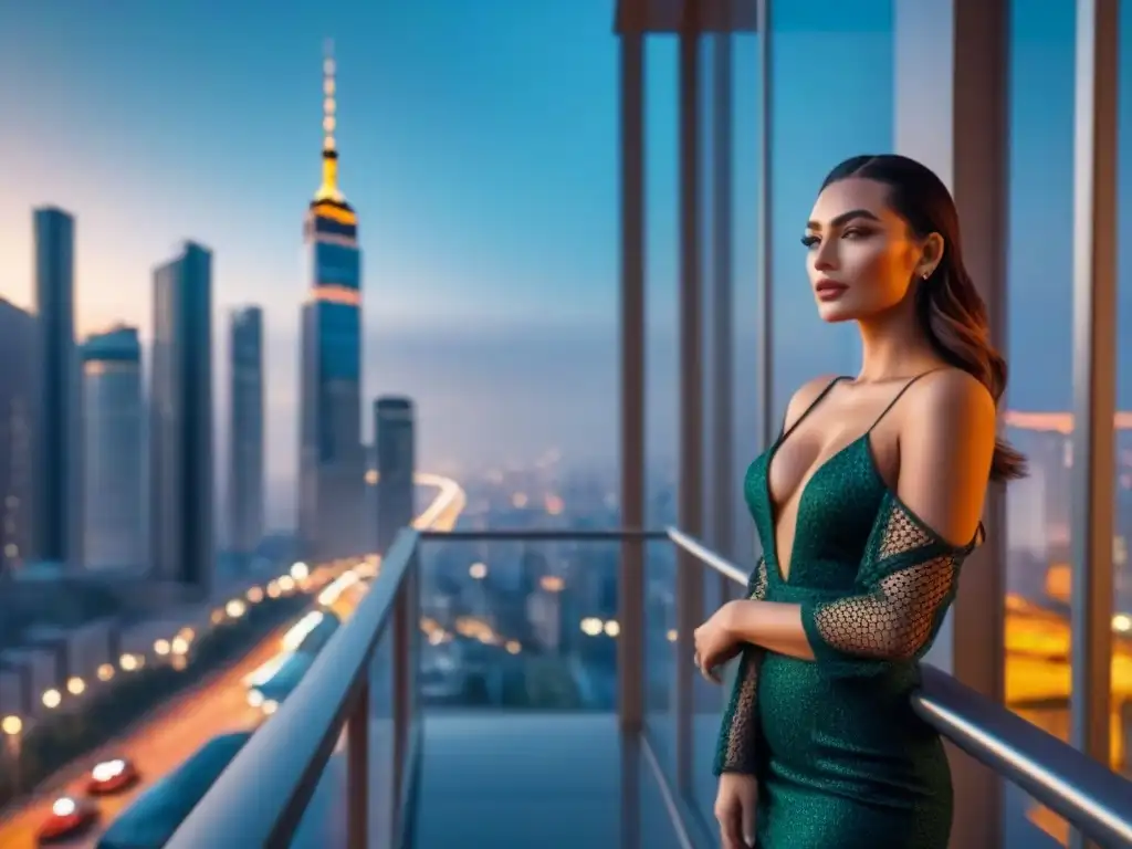 Torre de apartamentos de lujo en la ciudad al atardecer Inversiones inmobiliarias internacionales seguras: Edificio de lujo en metrópolis vibrante al atardecer