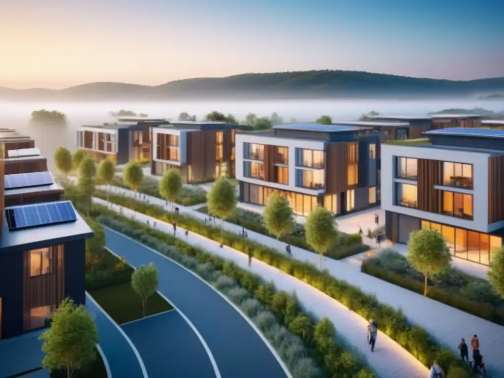 Desarrollo inmobiliario sostenible: comunidad ecoamigable y vibrante Inversiones inmobiliarias internacionales sostenibles: Desarrollo urbano moderno y ecológico con comunidad diversa activa al aire libre