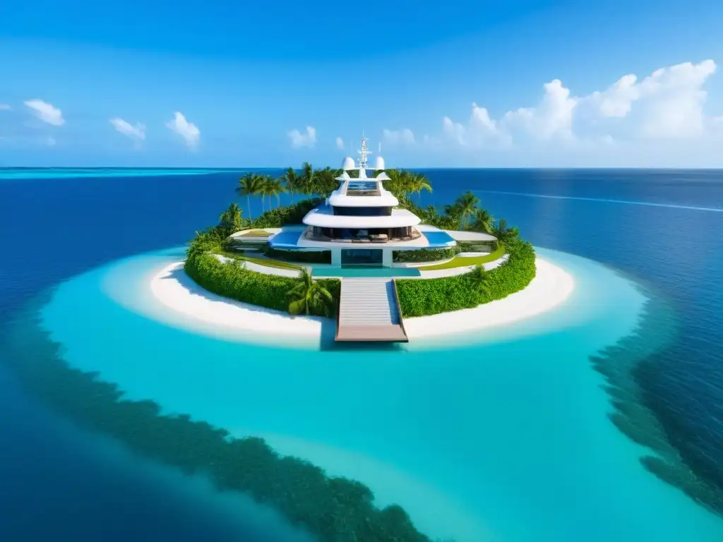 Mansión de lujo en isla privada: exclusividad y tranquilidad Inversiones inmobiliarias en islas privadas: Mansión exclusiva en isla privada con diseño moderno y lujoso, rodeada de aguas turquesas cristalinas