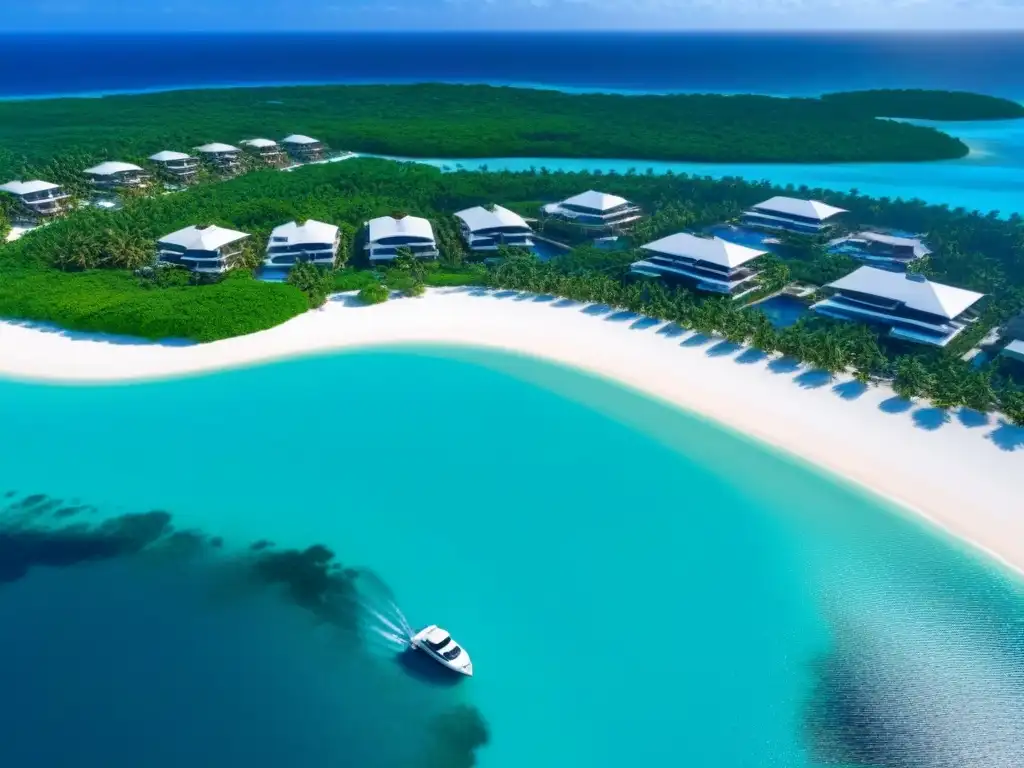 Paraíso exclusivo: isla privada de lujo con villas y yate Inversiones inmobiliarias en islas privadas: Exclusiva isla privada con villas de lujo, piscinas infinitas y yate en moderna marina