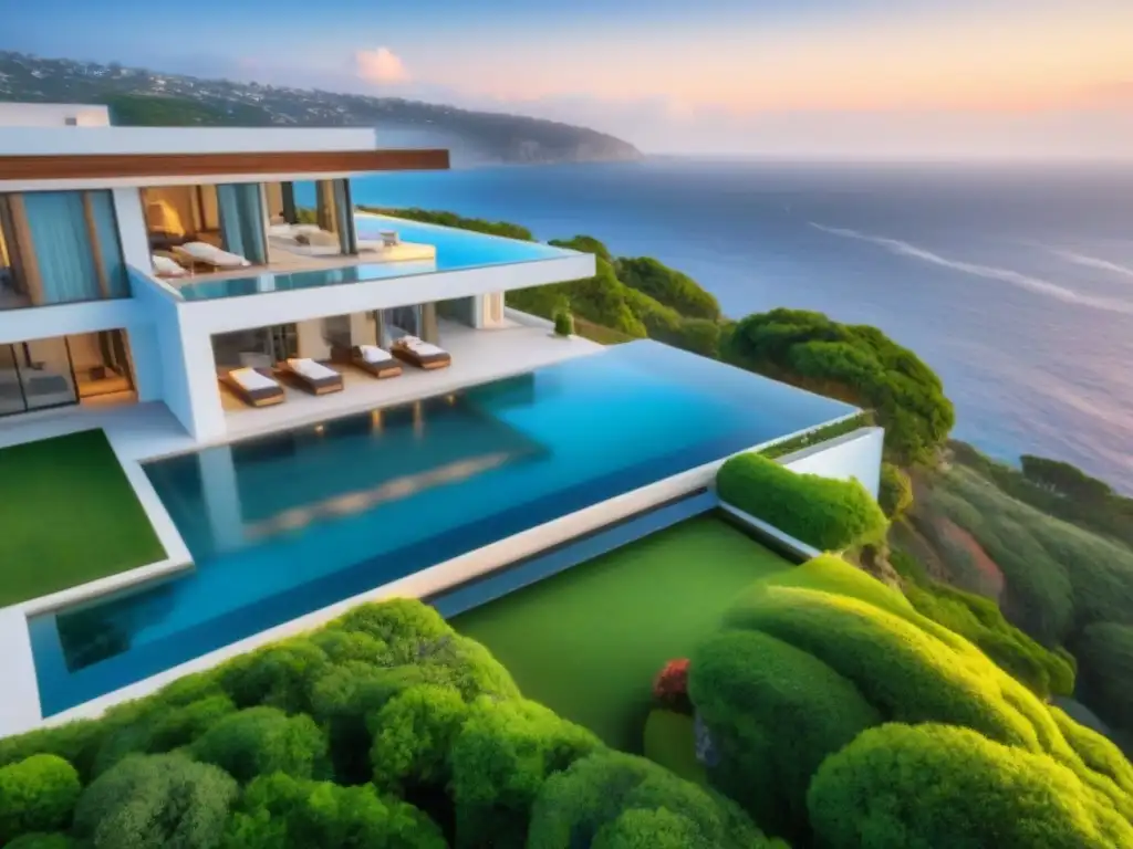 Residencia de lujo con vista panorámica a la costa Inversiones inmobiliarias de lujo internacionales: Mansión moderna de lujo con piscina infinita y vistas a la costa