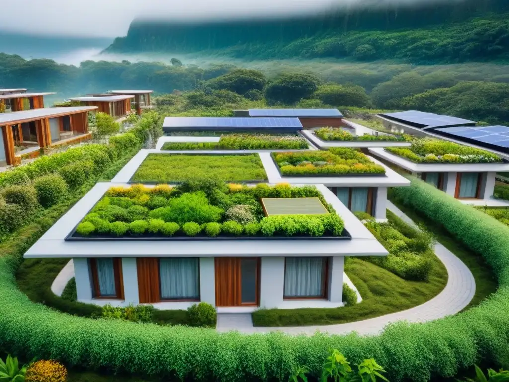 Desarrollo ecoamigable: lujo sostenible entre naturaleza Inversiones inmobiliarias en materiales naturales: desarrollo ecológico con techos verdes y paneles solares