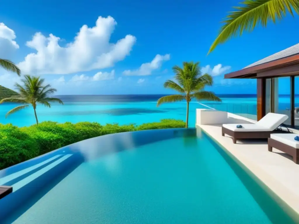 Villa de lujo en el Caribe: playa, piscina infinita y yate privado Inversiones inmobiliarias en el mercado internacional: villa de lujo frente al mar en el Caribe con piscina infinita y yate privado
