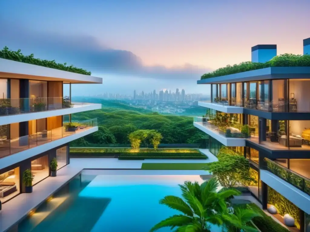 Condominio de lujo en ciudad emergente: arquitectura moderna y vistas urbanas Inversiones inmobiliarias en mercados emergentes: un complejo residencial de lujo con arquitectura contemporánea y vistas urbanas