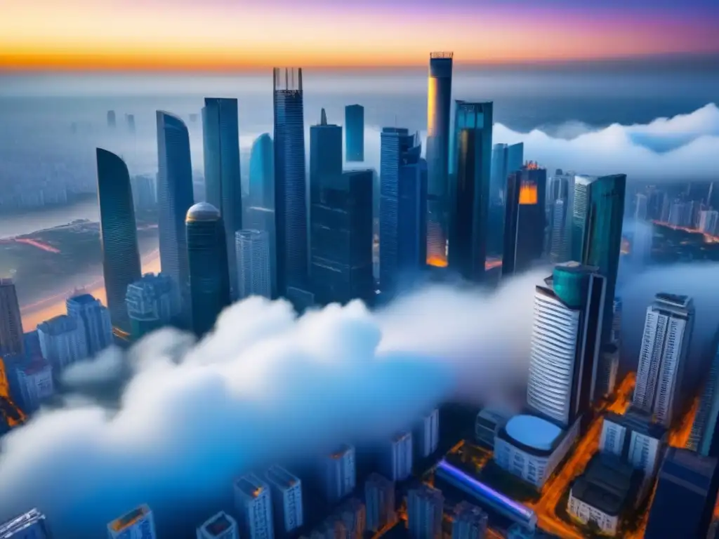 Skyline vibrante: mezcla de modernidad y tradición en mercado emergente Inversiones inmobiliarias en mercados emergentes: Skyline vibrante de ciudad emergente con arquitectura moderna y tradicional