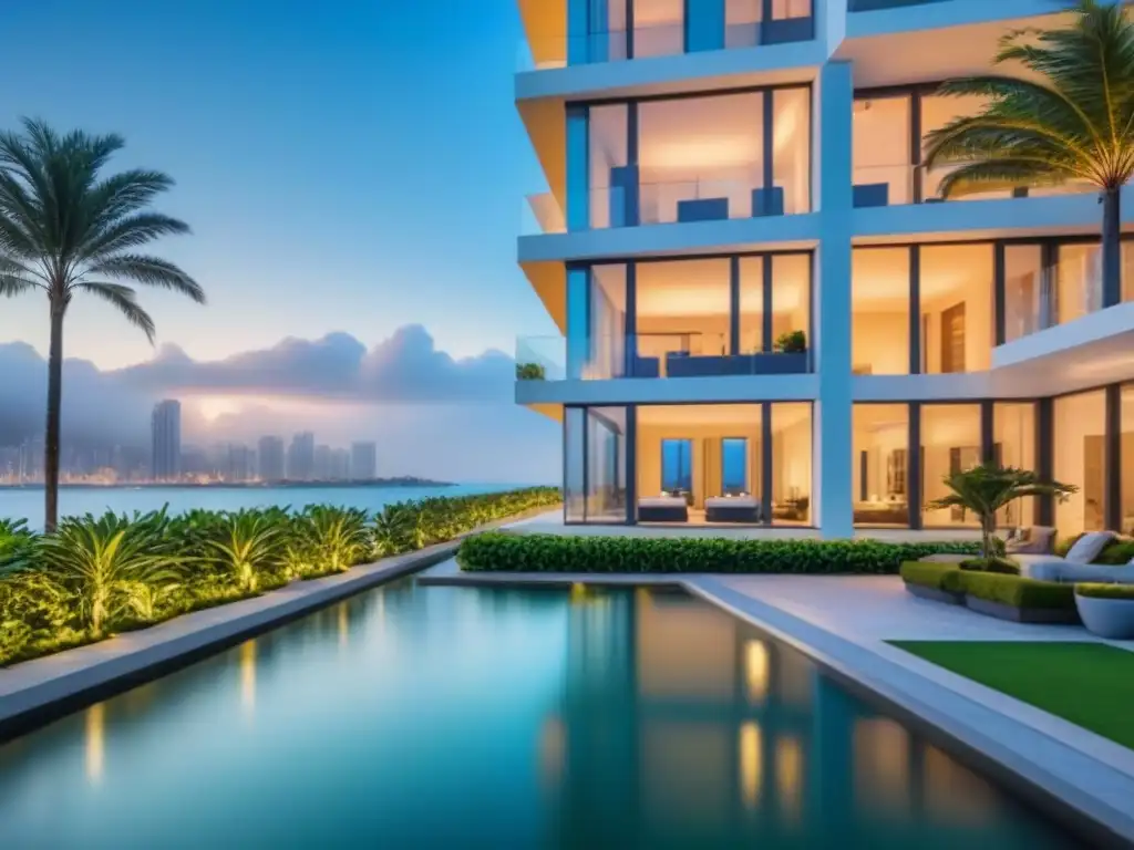 Condominio de lujo en ciudad emergente: arquitectura contemporánea y vistas urbanas Inversiones inmobiliarias en mercados emergentes: lujoso complejo de condominios con arquitectura contemporánea y vistas urbanas vibrantes